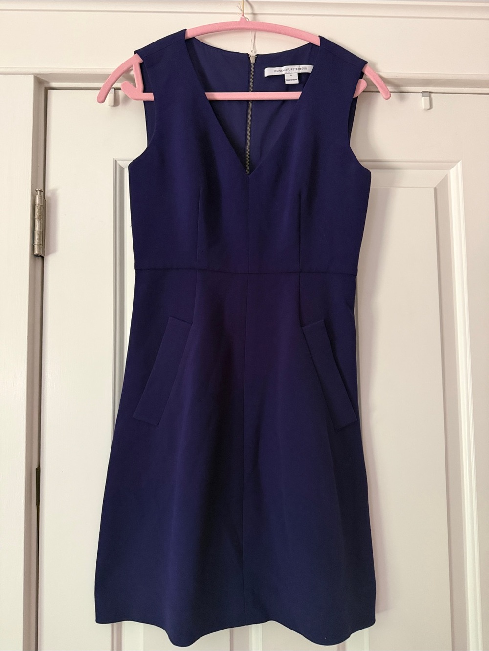 Diane von Furstenberg Sleeveless V-Neck dark purple Dress